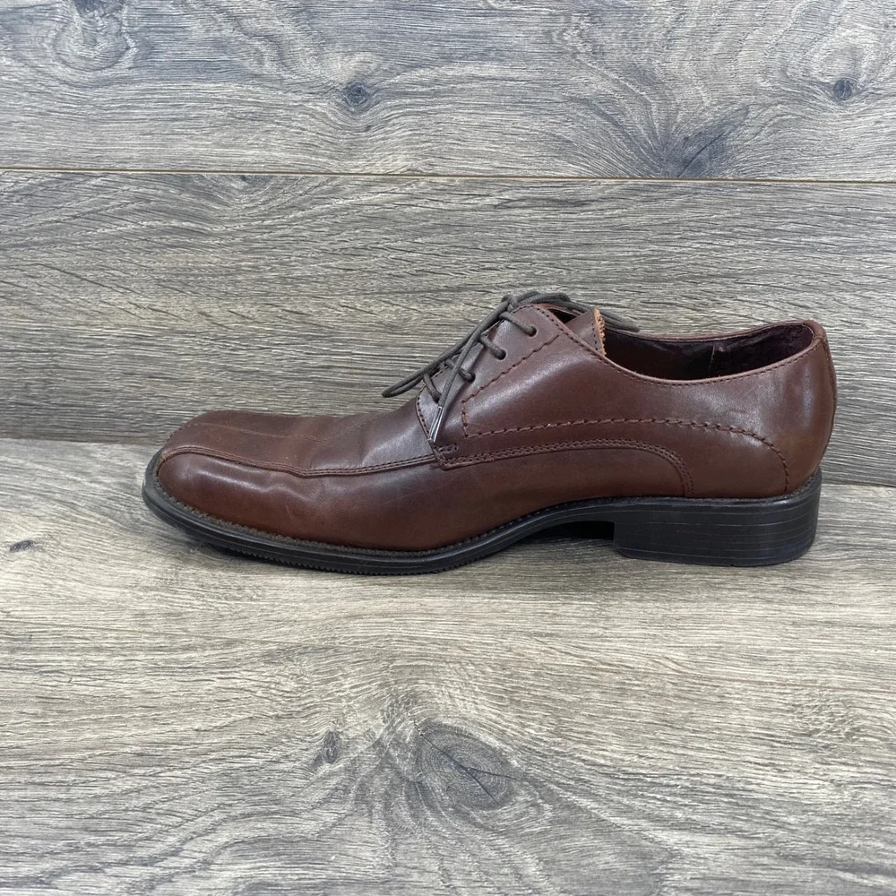 Apt. 9 Dillon Brown Oxford Shoes Mens 10M Brown Leather Square Bicycle Toe
